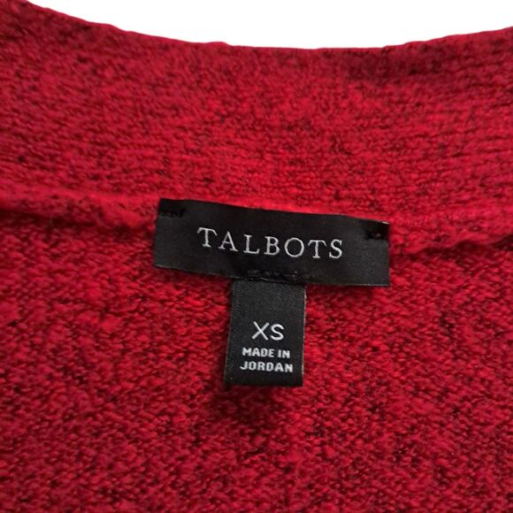 Talbots Cardigan Sweater Women's XS Red Sparkly Button Pockets Holiday Christmas - Picture 3 of 10
